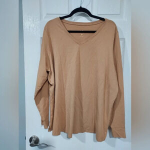 Belle by Kim Gravel Golden Yellow V-Neck Long Sleeve Top in Size 2X